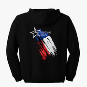 Texas Speed & Performance Black Full-Zip Hoodie with TSP Color Logo on Left Crest
